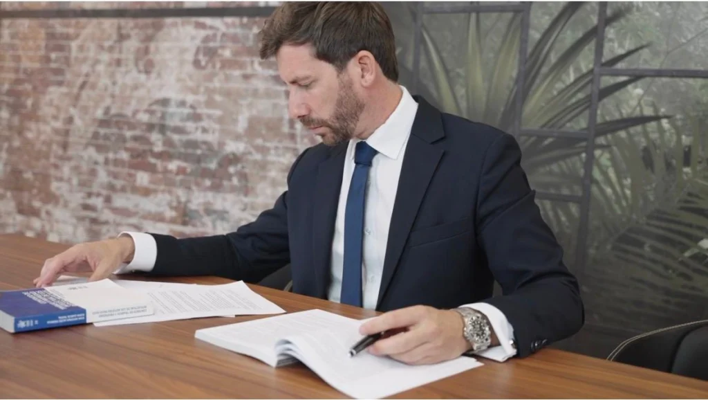 Abogado trabajando para su cliente