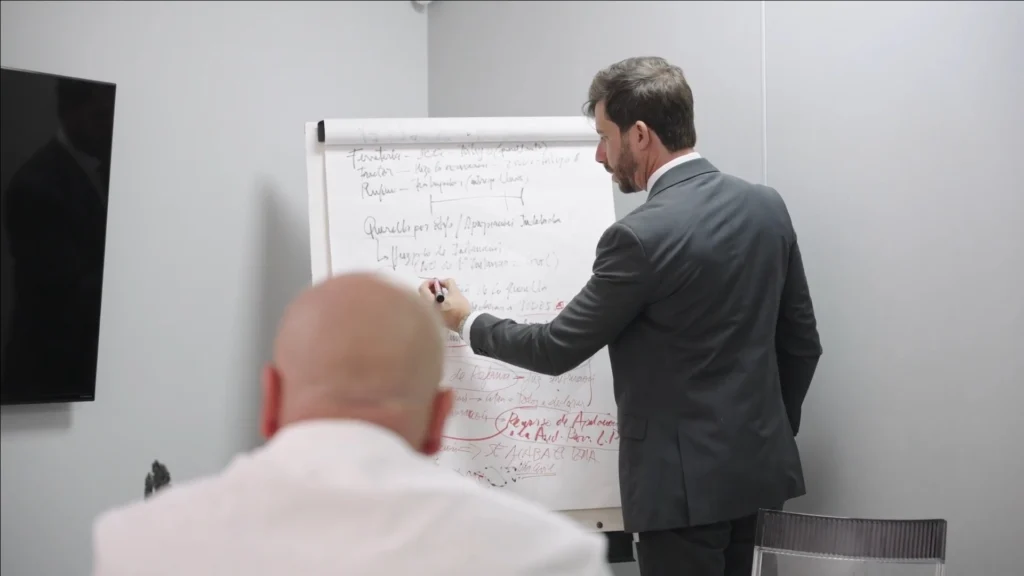 Sesion estrategica de abogado con cliente